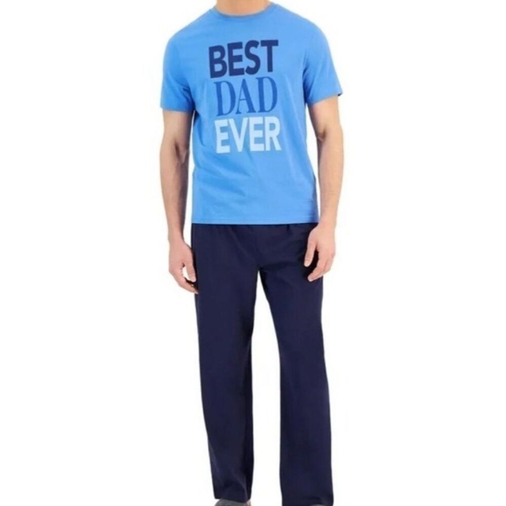 Club Room Men’s Best Dad Ever Graphic Knit Pajama Gift Set, pants sleeve